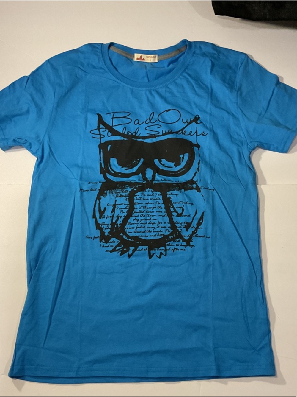 NWOT Blue Short Sleeve Tee with Owl Graphic
